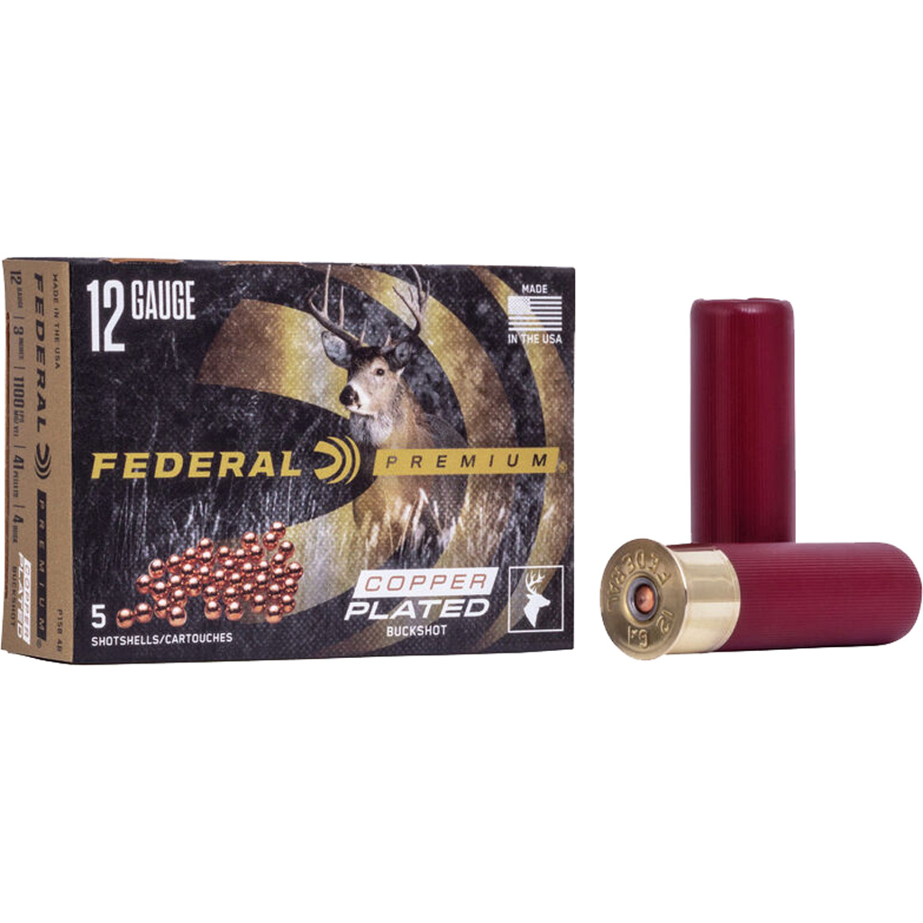 029465001285 Federal Premium Vital Shok Shotgun Ammo 12 Ga. 3 In. 41 Pellets 4 Buck 5 Rd.