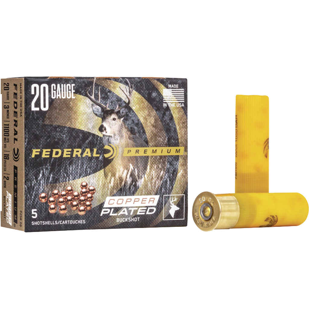 029465017958 Federal Premium Vital Shok Shotgun Ammo 20 Ga. 3 In. 18 Pellets 2 Buck 5 Rd.
