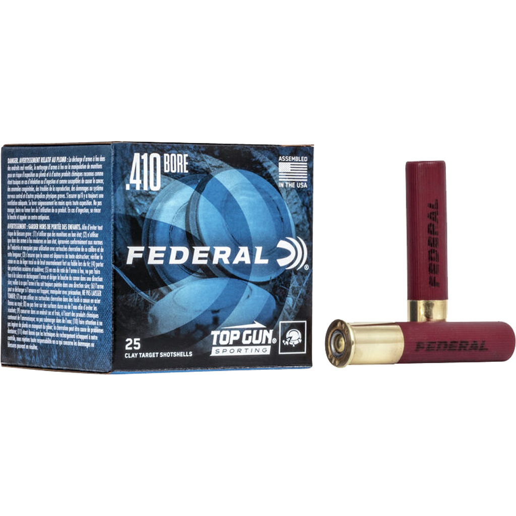604544646634 Federal Top Gun Shotgun Ammo 410 Ga. 2.5 In. 1/2 Oz. 1330 Fps 9 Shot 25 Rd.