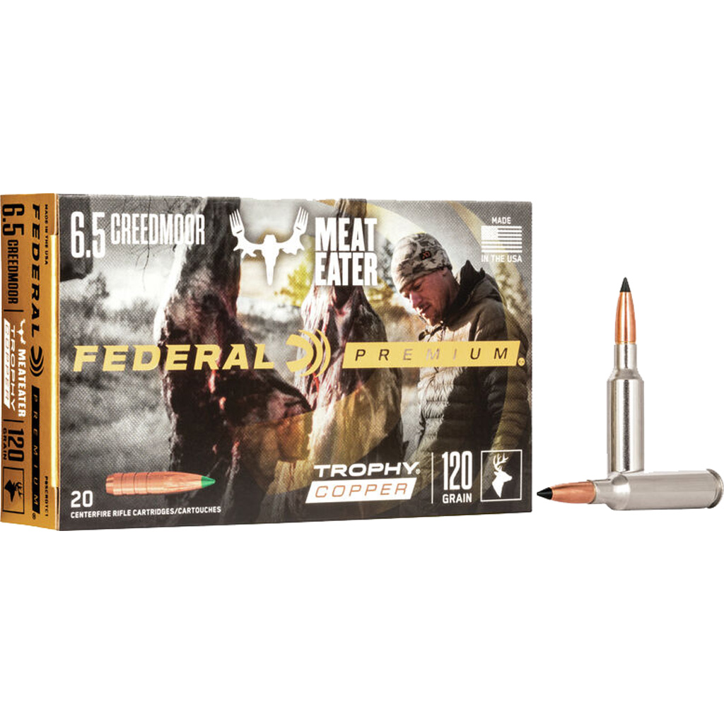 Federal Premium Rifle Ammo 6.5 Creedmoor 120 Gr. Trophy Copper 20 Rd.-img-0