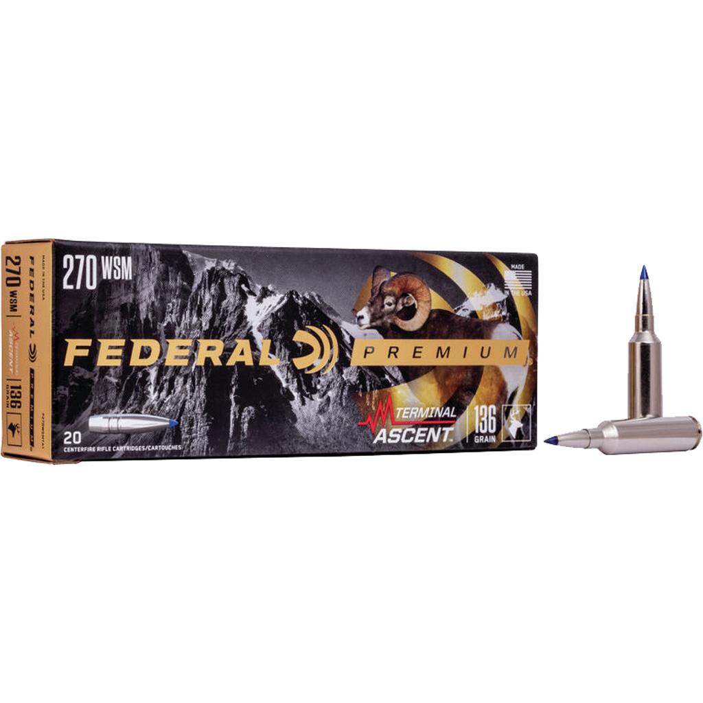 604544659375 Federal Premium Rifle Ammo 270 Wsm. 136 Gr. Terminal Ascent 20 Rd.