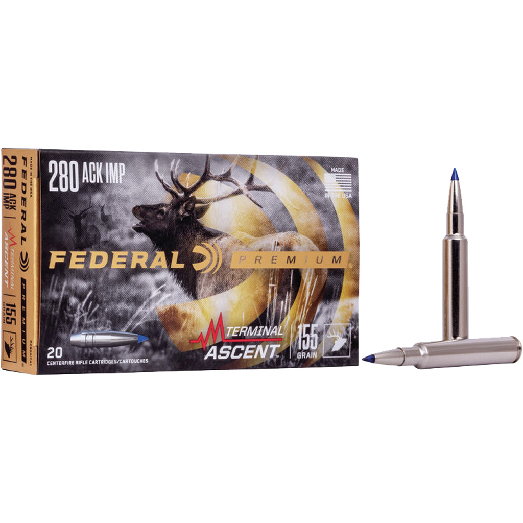 604544659382 Federal Premium Rifle Ammo 280 Ackley 155 Gr. Terminal Ascent 20 Rd.