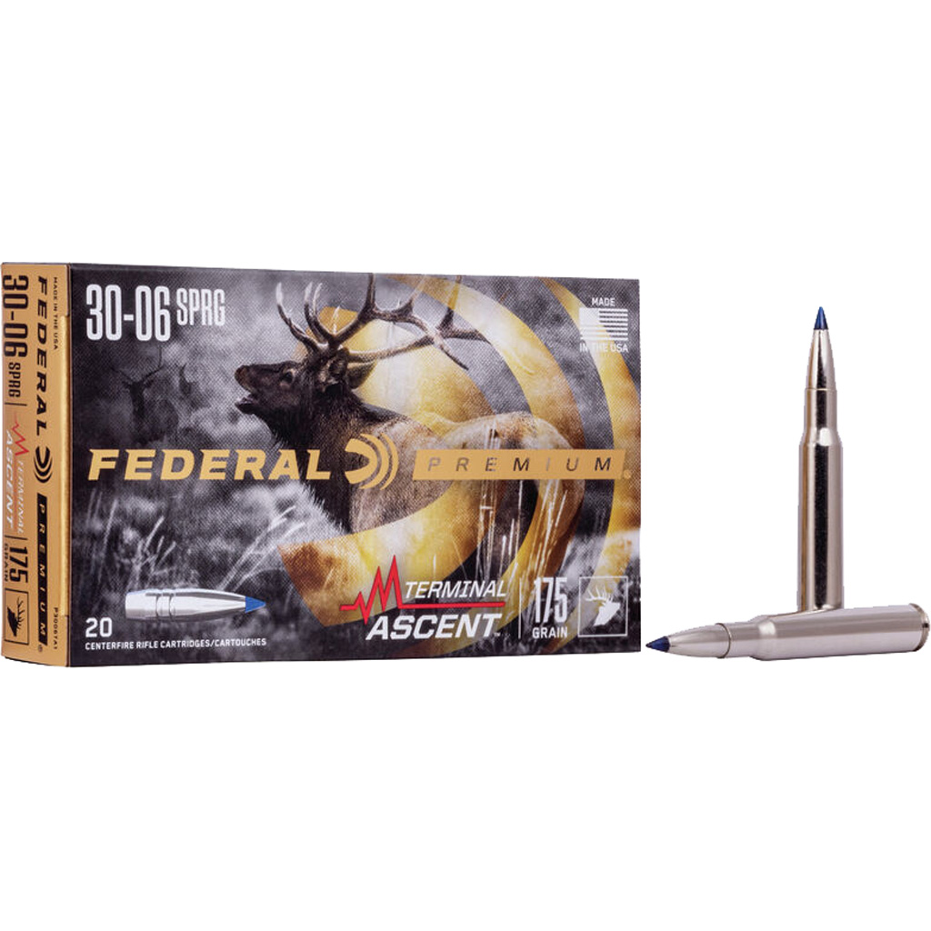 604544659405 Federal Premium Rifle Ammo 30-06 Sprg. 175 Gr. Terminal Ascent 20 Rd.