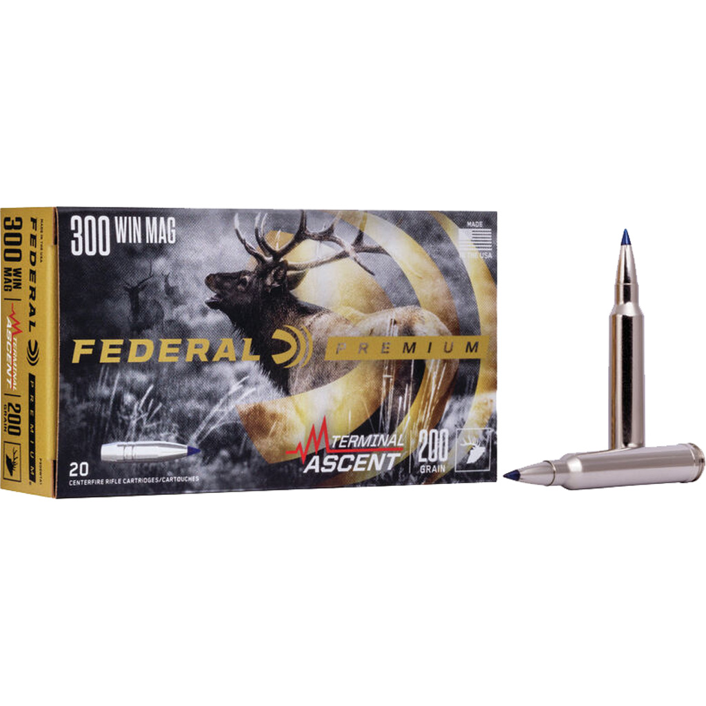 604544659429 Federal Premium Rifle Ammo 300 Win. Mag. 200 Gr. Terminal Ascent 20 Rd.