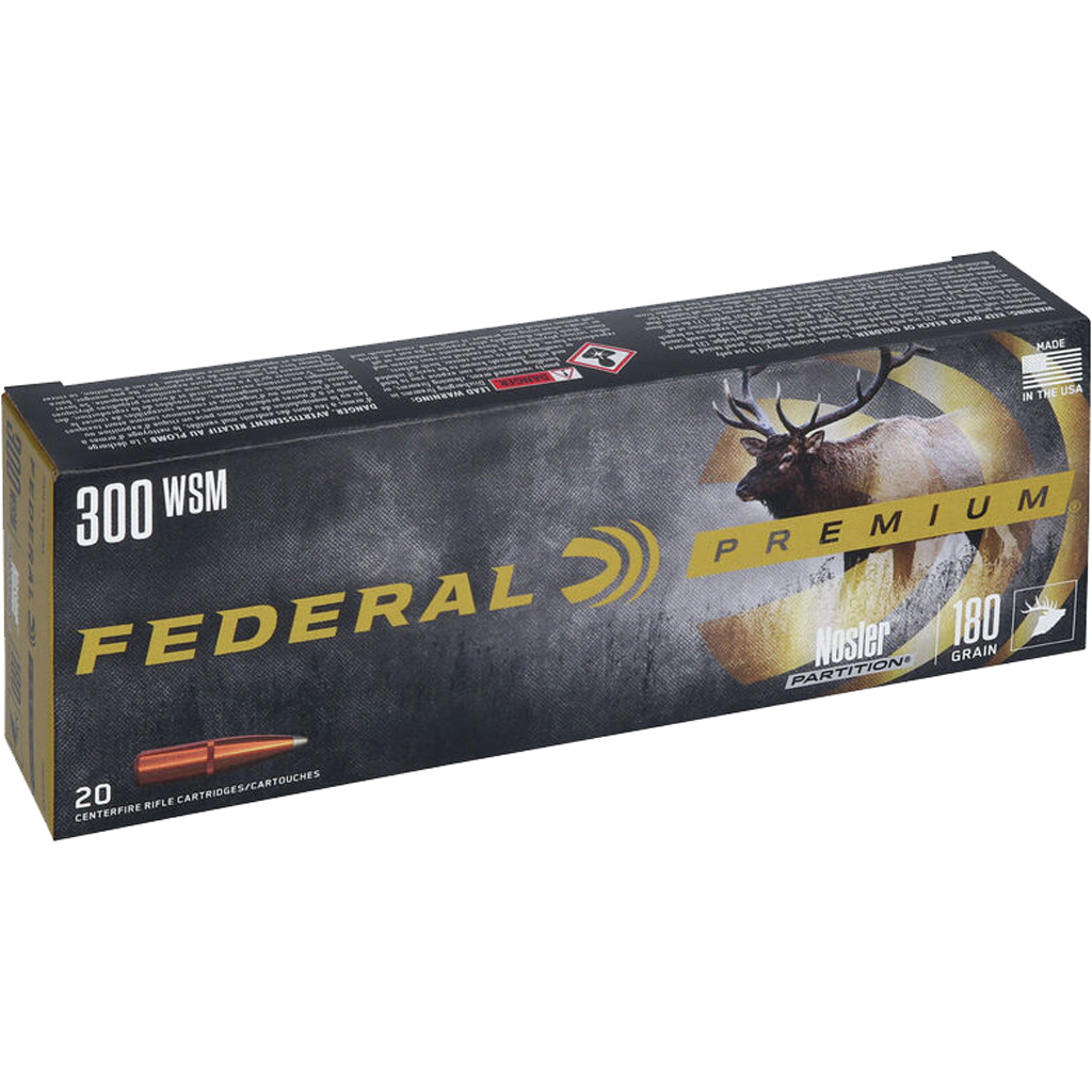 029465095079 Federal Premium Rifle Ammo 300 Wsm 180 Gr. Nosler Partition 20 Rd.
