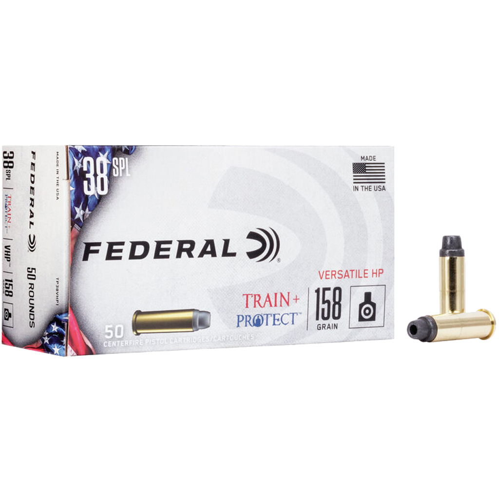 604544656206 Federal Train + Protect Pistol Ammo 38 Spcl. 158 Gr. Vhp 50 Rd.