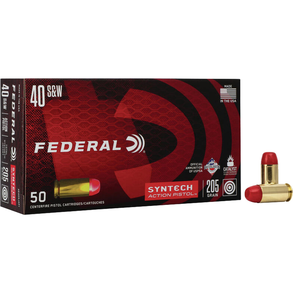 604544624090 Federal Syntech Range Pistol Ammo 40 S&w 205 Gr. Tsj Action Pistol 50 Rd.