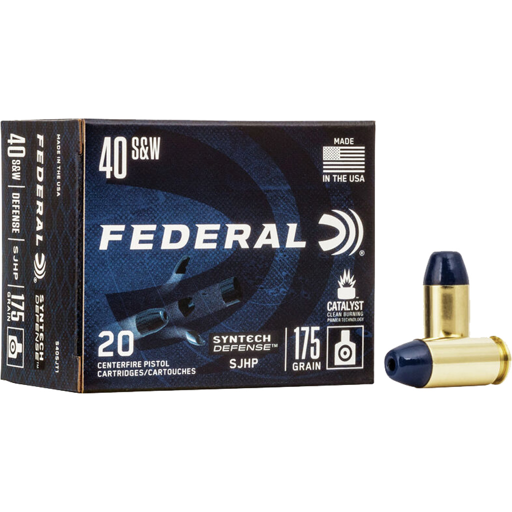 Federal Syntech Defense Pistol Ammo 40 S&w 175 Gr. Sjhp 20 Rd.