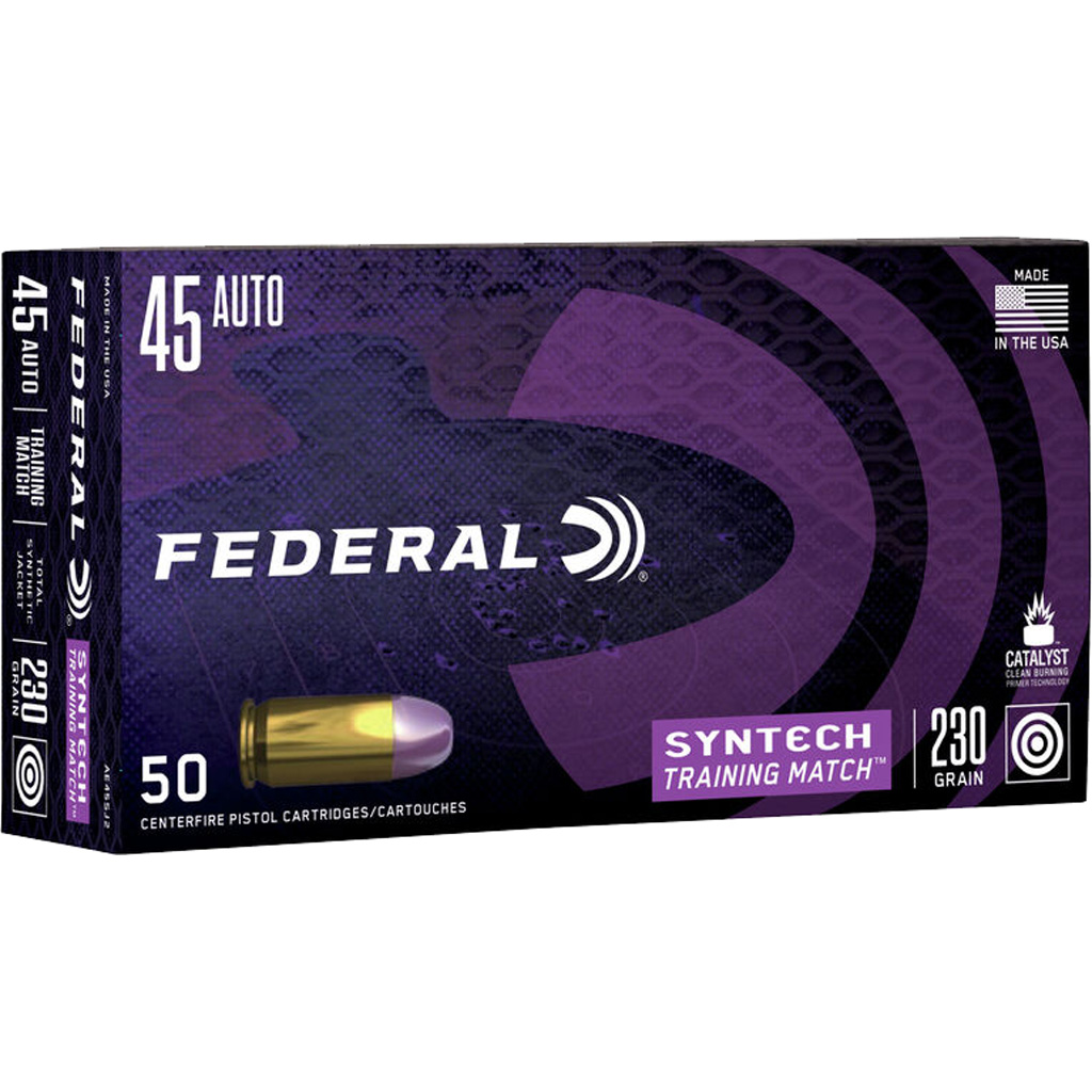 604544650068 Federal Syntech Training Match Pistol Ammo 45 Acp 230 Gr. Tsj 50 Rd.