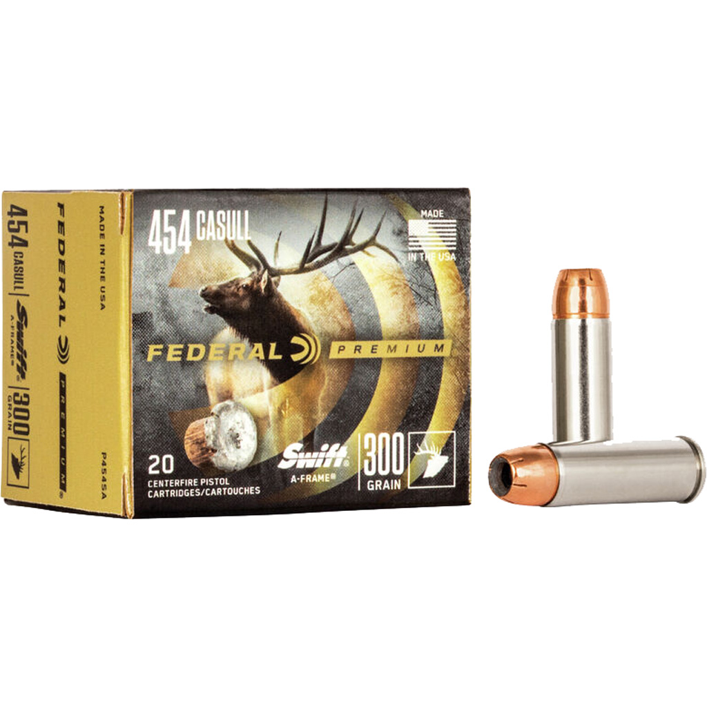 Federal Premium Pistol Ammo 454 Casull 300 Gr. Swift A-frame 20 Rd.