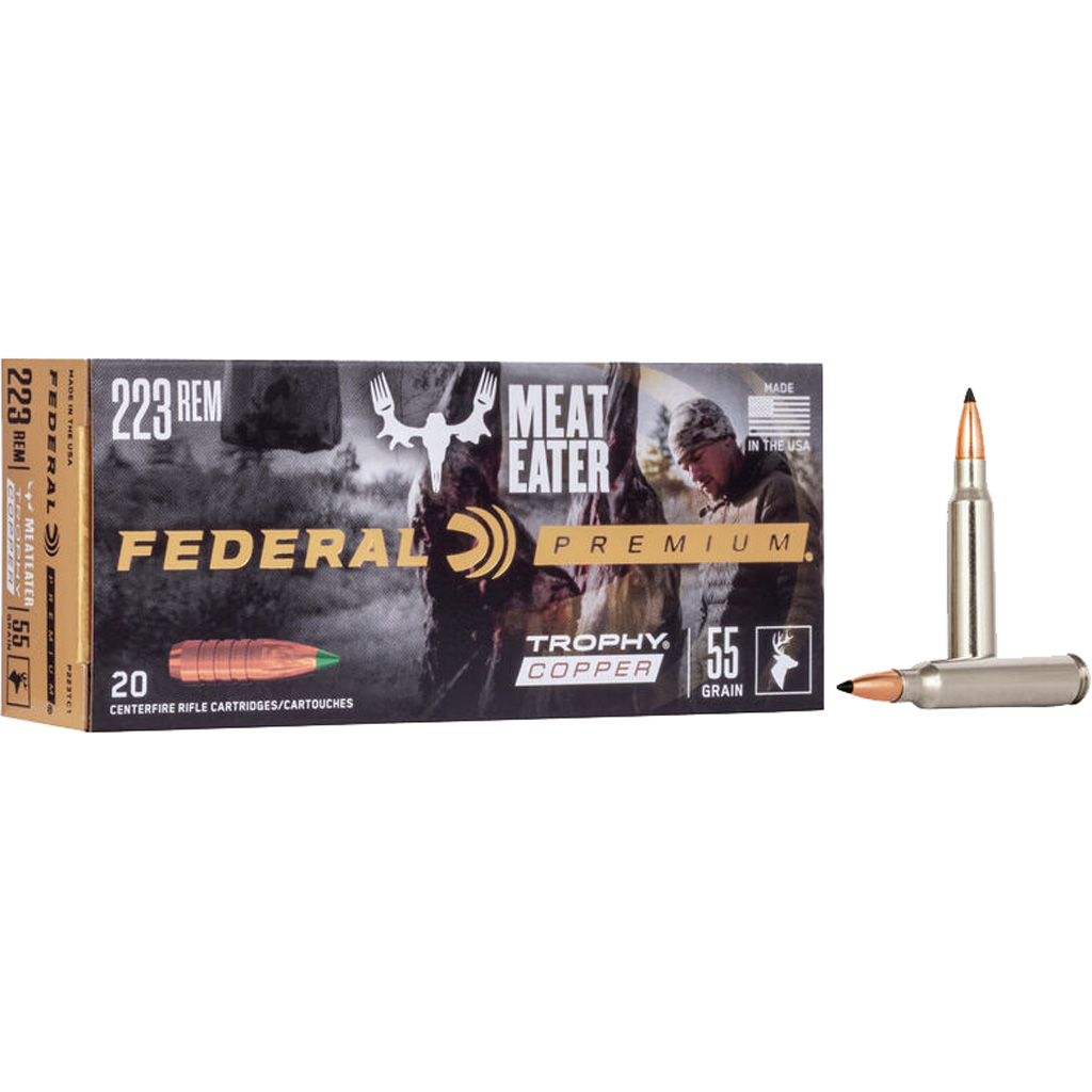 604544649307 Federal Premium Rifle Ammo 223 Rem. 55 Gr. Trophy Copper 20 Rd.