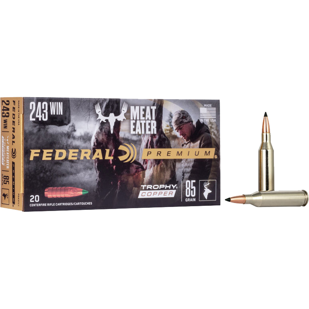 029465063399 Federal Premium Rifle Ammo 243 Win. 85 Gr. Trophy Copper 20 Rd.
