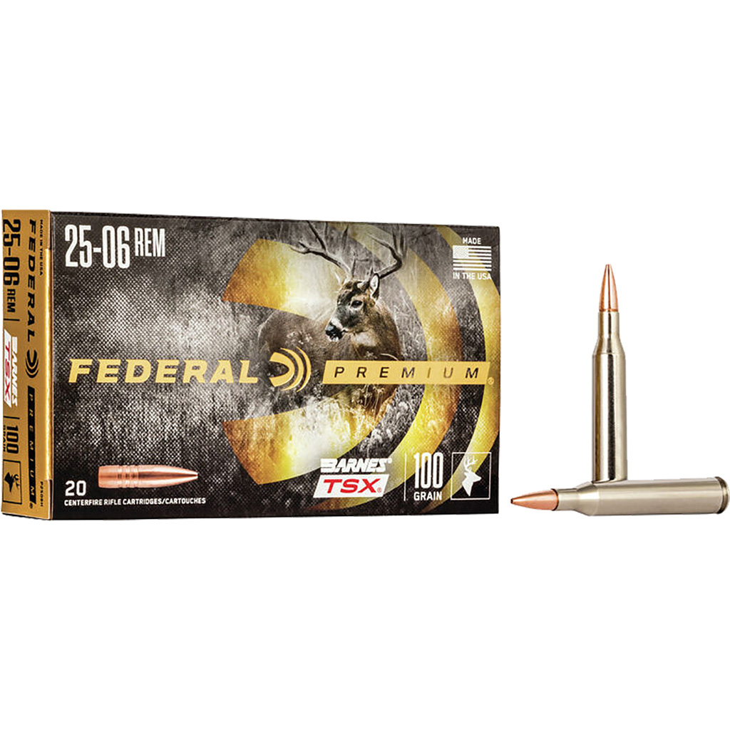604544647808 Federal Premium Rifle Ammo 25-06 Rem. 100 Gr. Barnes 20 Rd.