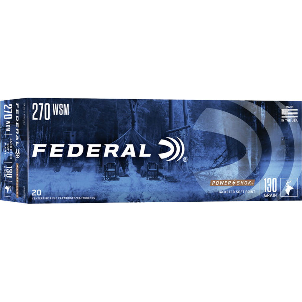 029465097271 Federal Power-shok Rifle Ammo 270 Wsm 130 Gr. Jsp 20 Rd.