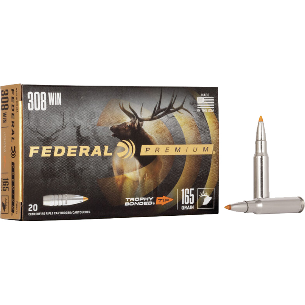 029465099572 Federal Premium Rifle Ammo 308 Win. 165 Gr. Trophy Bonded Tip 20 Rd.