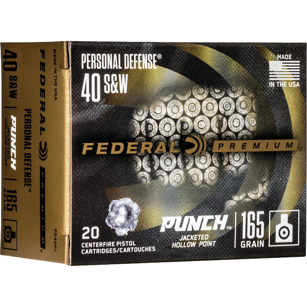 604544659023 Federal Premium Punch Pistol Ammo 40 S&w 165 Gr. Jhp 20 Rd.