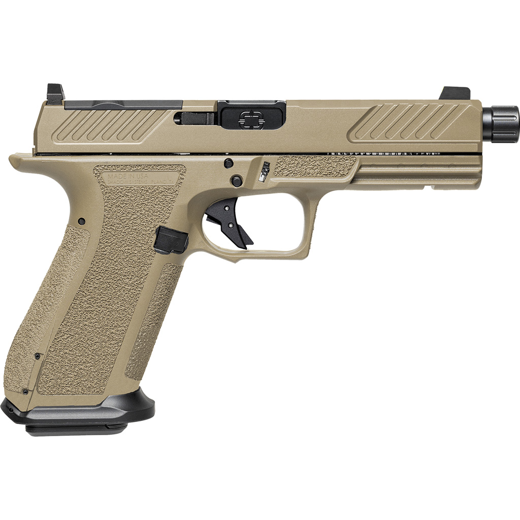 Shadow Systems Dr920 Combat Slide Optic Pistol 9mm Fde Frame 4.99 In. Threaded Barrel Black 17 Rd