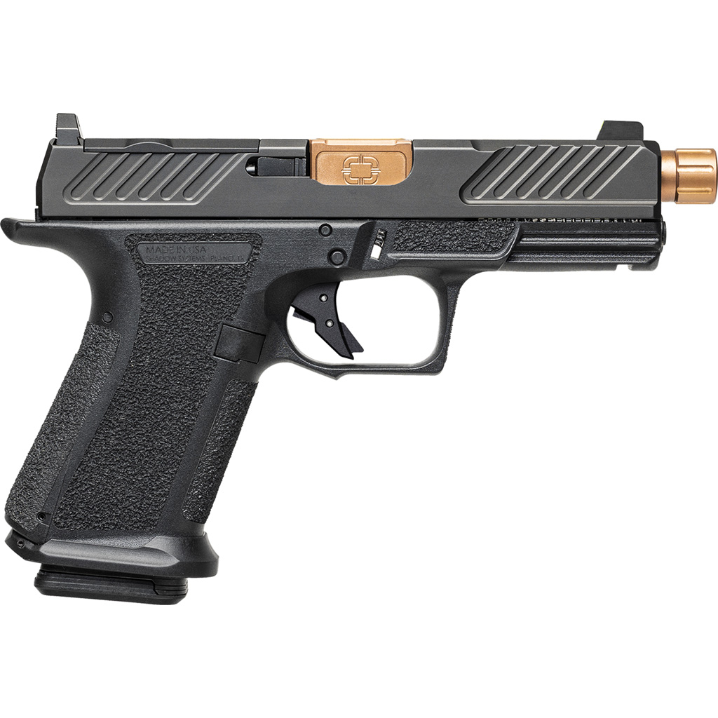 810013437522 Shadow Systems Mr920 Elite Slide Holosun Pistol 9mm 4 In. Black Frame Threaded Bronze 15 Rd.