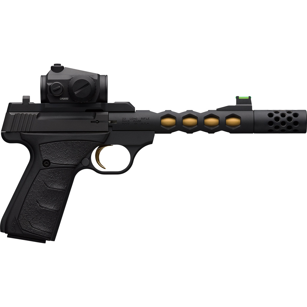 023614853954 Browning Buck Mark Vision Pistol 22 Lr. 5.9 In. Black & Gold W/ Vortex Crossfire
