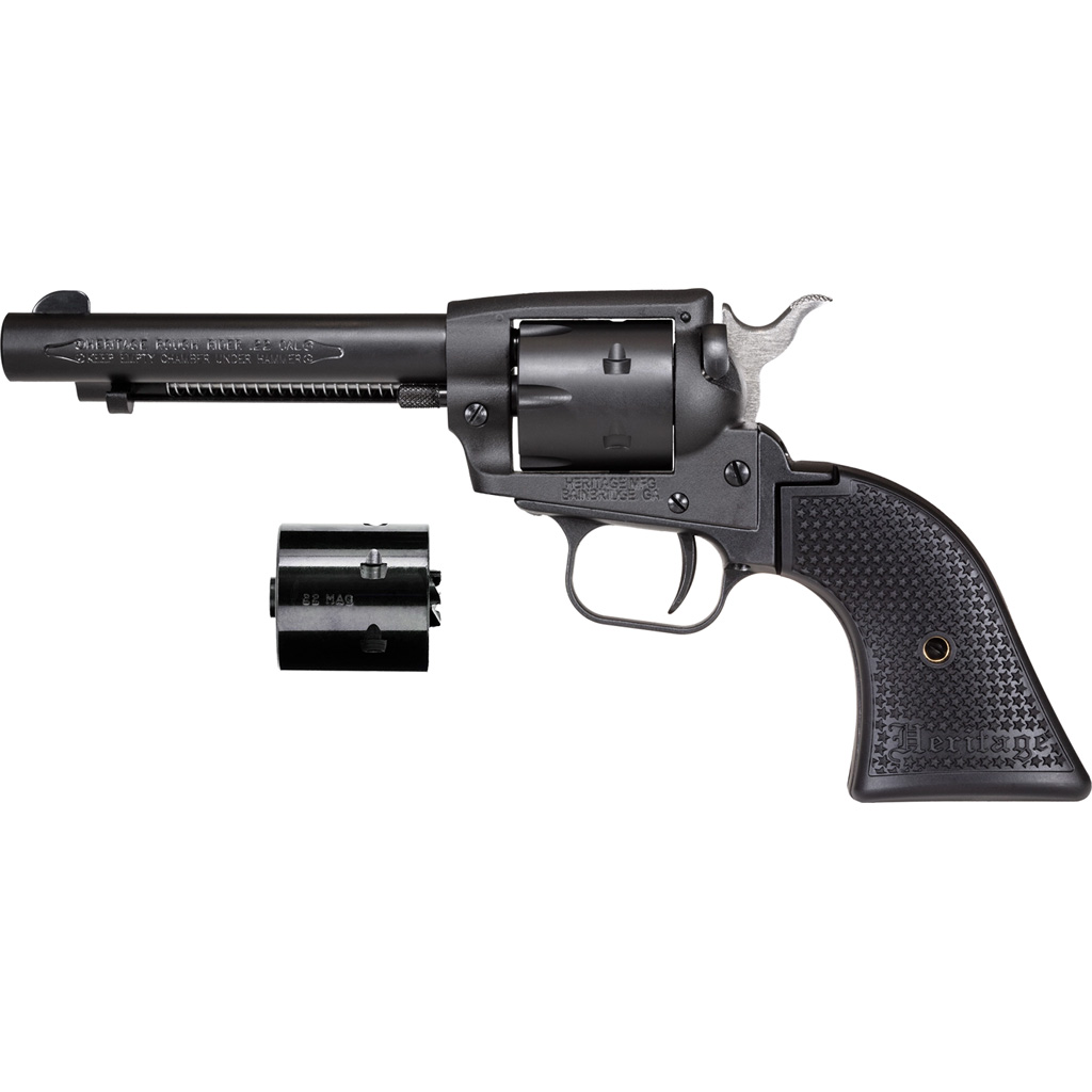727962708279 Heritage Rough Rider Steel Frame Revolver 22 Lr./wmr. 4.75 In. Black Satin 6 Rd.