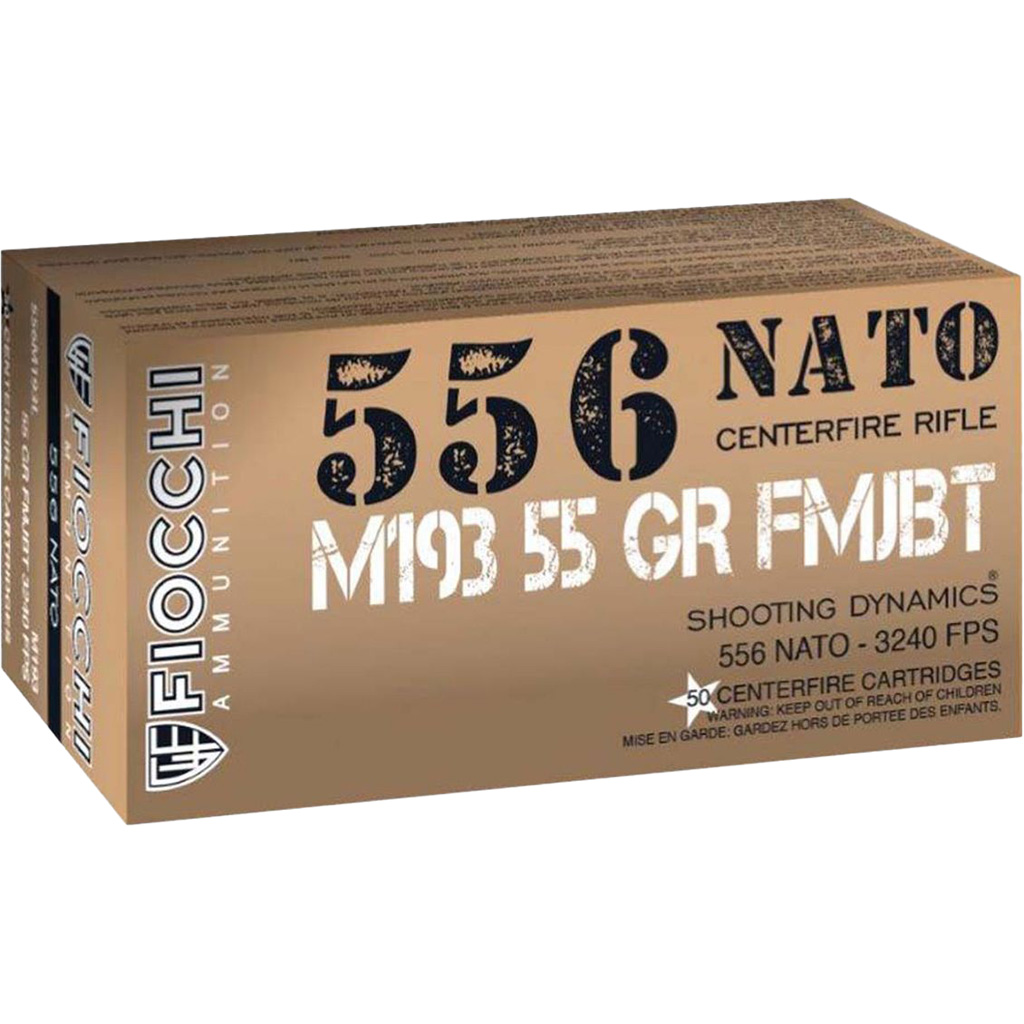 762344712062 Fiocchi M193 Rifle Ammo 5.56 Nato 55 Gr. Fmj 50 Rd.