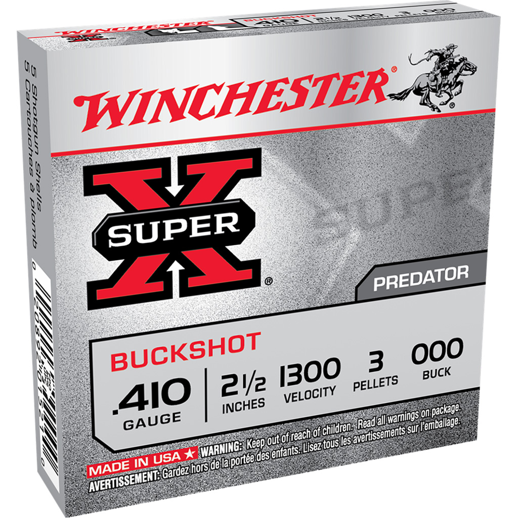 020892015210 Winchester Super-x Shot 410 Ga. 2.5 In. 3 Pellets 000 Buck Shot 5 Rd.