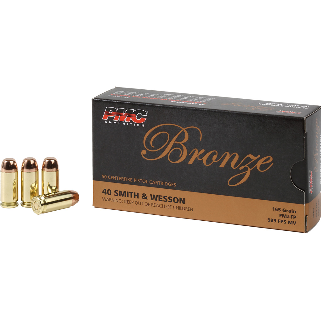 741569070430 Pmc Bronze Pistol Ammo 40 S&w Fmj 165 Gr. 50 Rd.