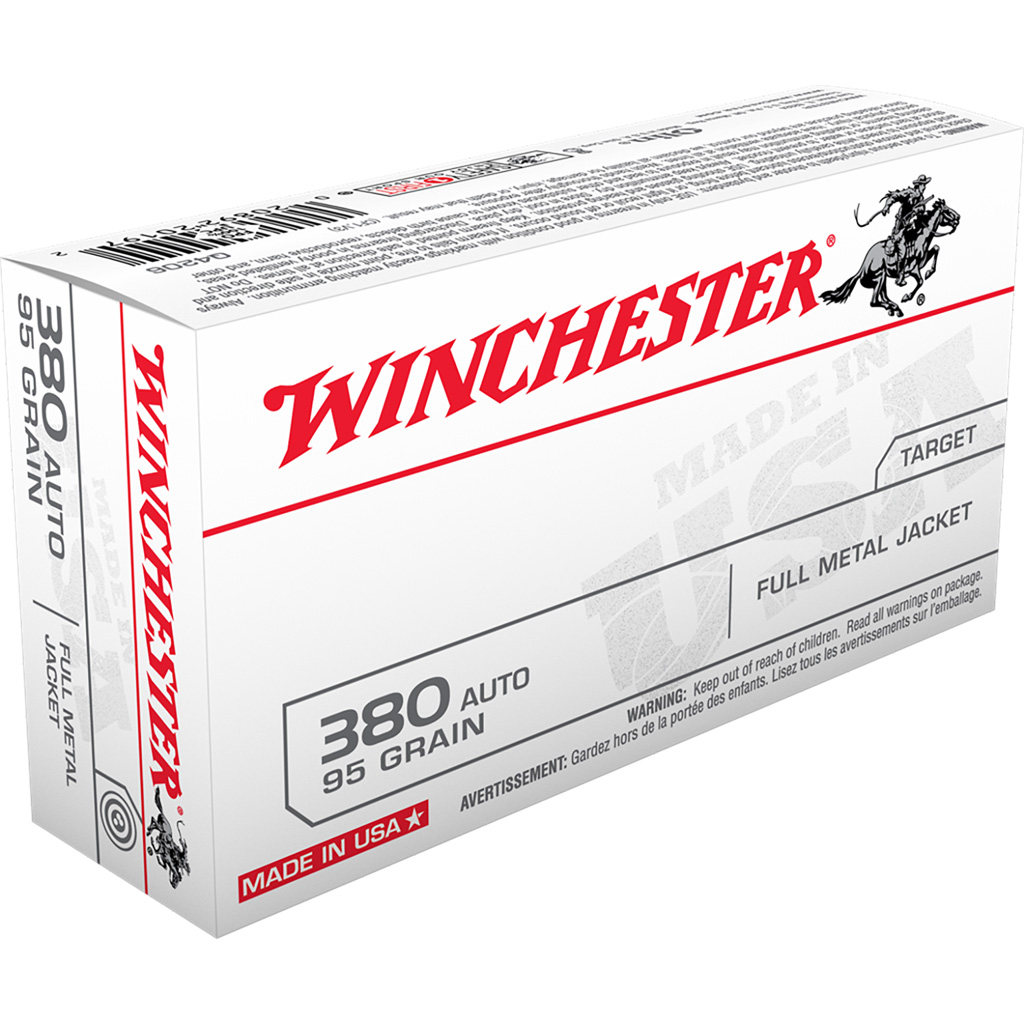 020892201972 Winchester Usa Pistol Ammo 380 Acp 95 Gr. Fmj 50 Rd.