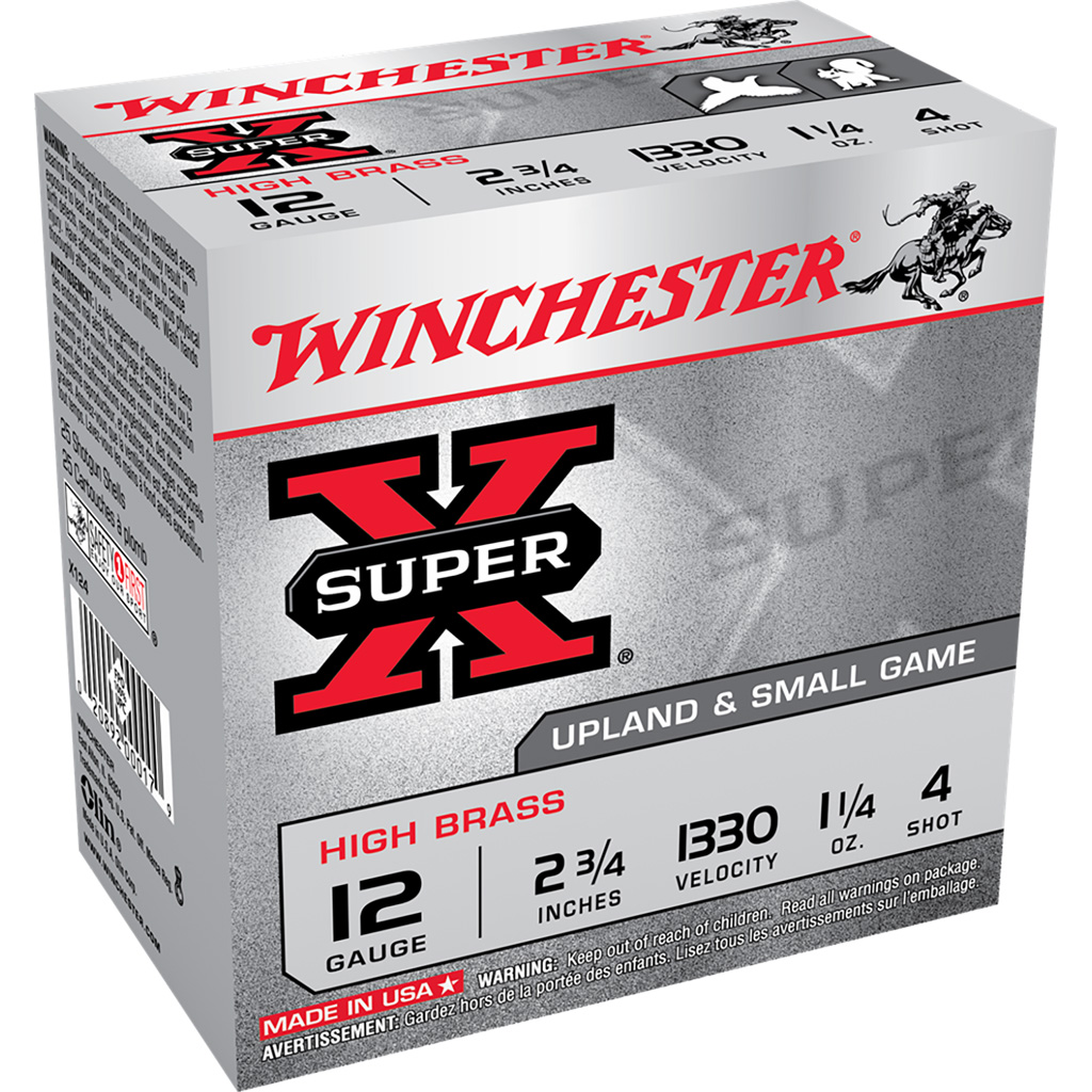 020892000179 Winchester Super-x High Brass Load 12 Ga. 2.75 In. 1 1/4 Oz. 4 Shot 25 Rd.