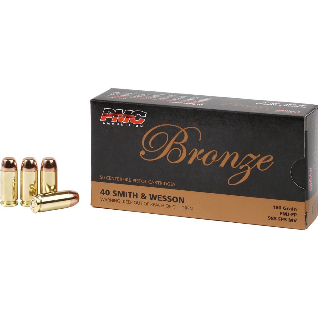741569070454 Pmc Bronze Pistol Ammo 40 S&w Fmj Fp 180 Gr. 50 Rd.