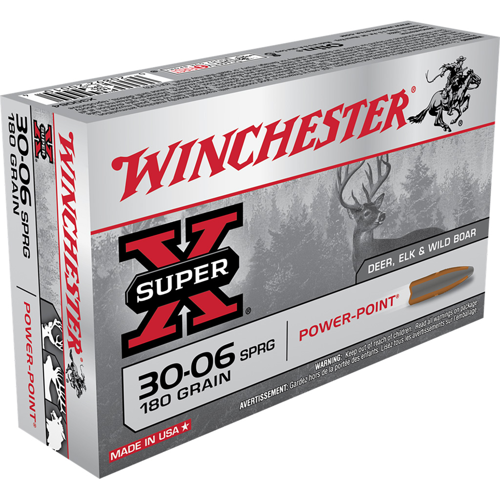 020892200104 Winchester Super-x Rifle Ammo 30-06 Springfield 180 Gr. Power-point 20 Rd.