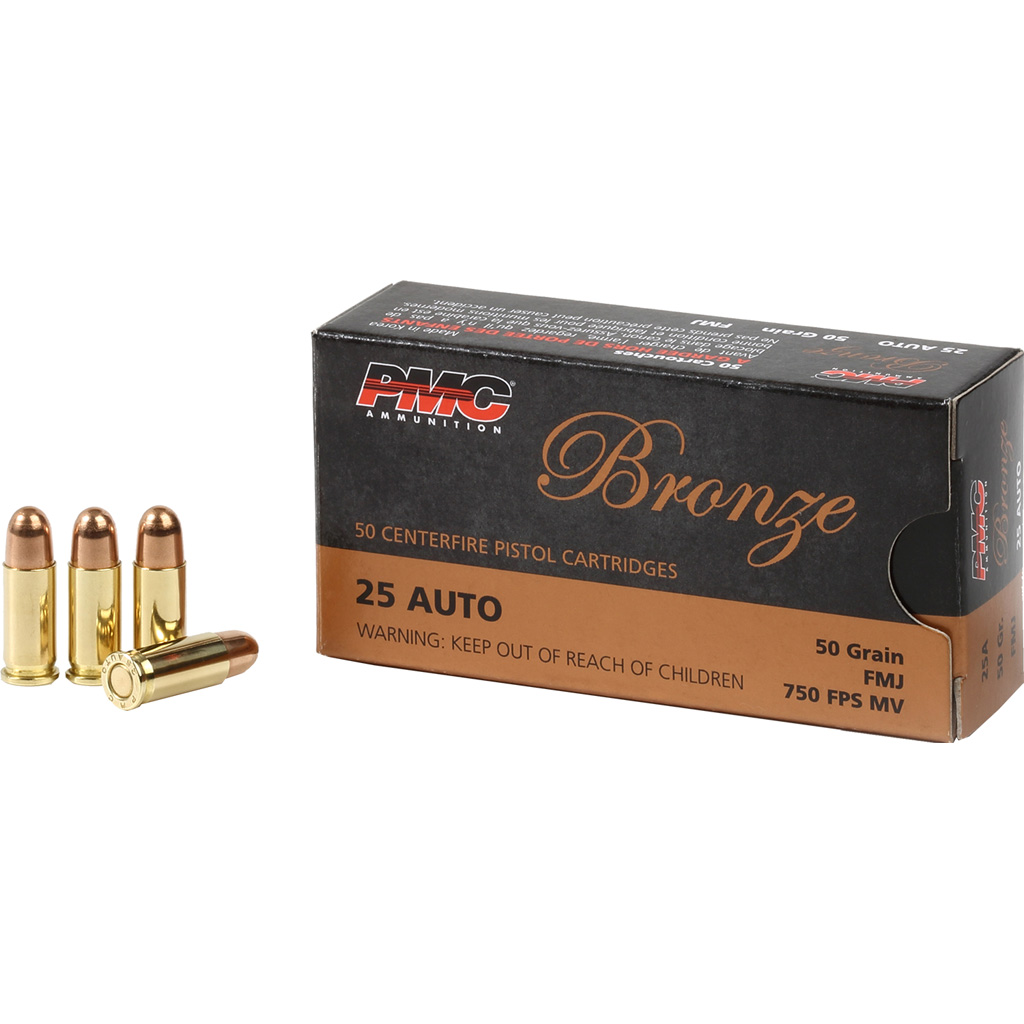 Pmc Bronze Pistol Ammo 25 Acp Fmj 50 Gr. Rd.-img-0