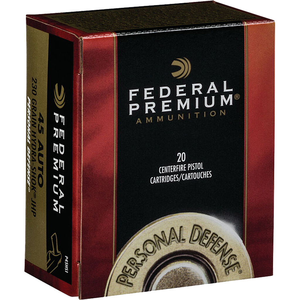029465085414 Federal Premium Personal Defense Pistol Ammo 45 Acp 230 Gr. Hydra-shok Jacketed Hp 20 Rd.