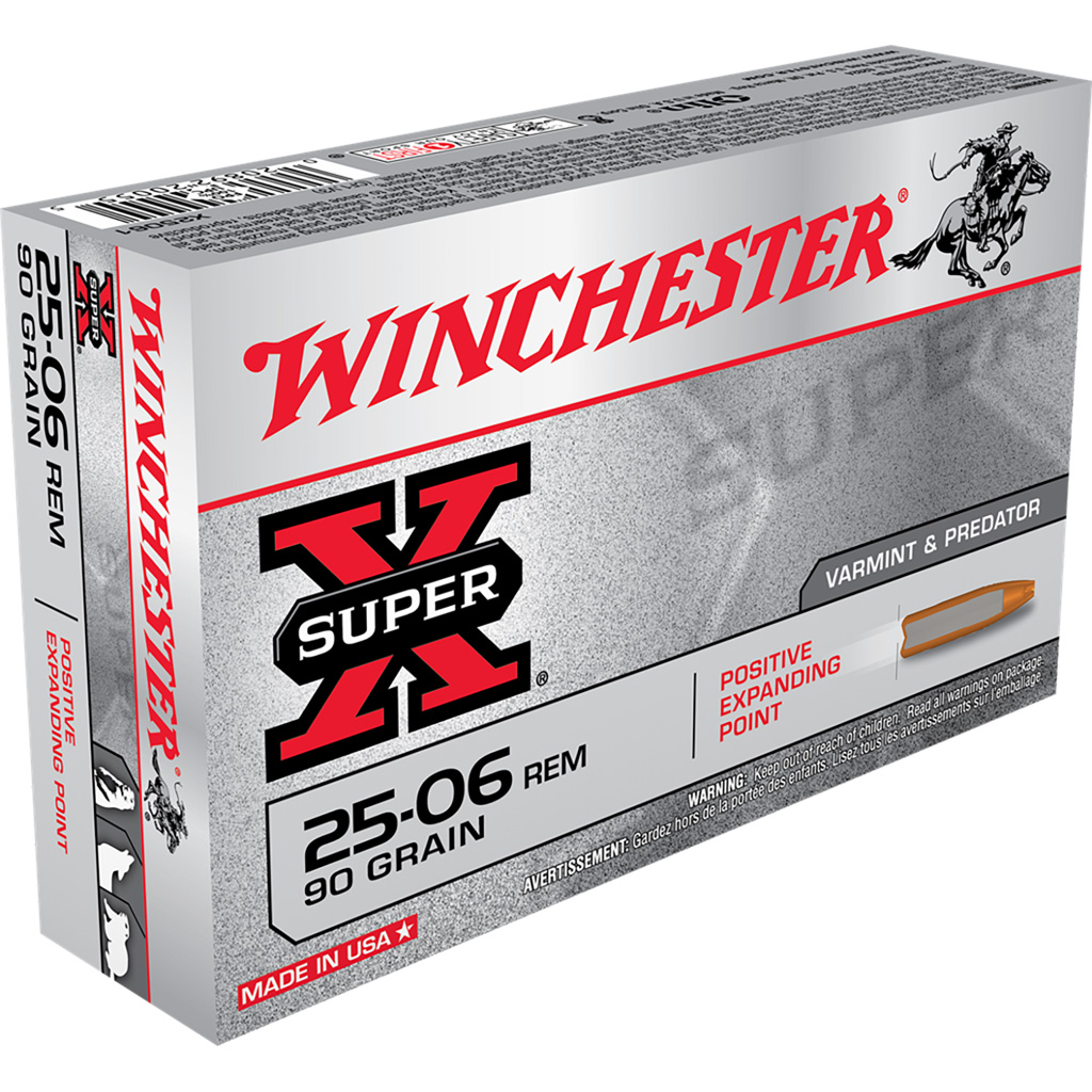 Winchester Super-x Rifle Ammo 25-06 Rem 90 Gr. Positive Expanding Tip 20 Rd.
