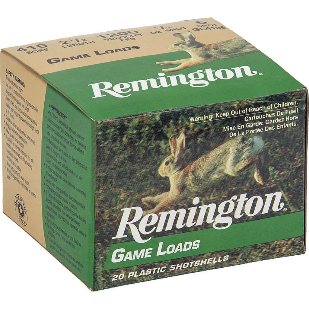 047700152509 Remington Game Loads 410 Ga. 2.5 In. 6 Shot 20 Rd.