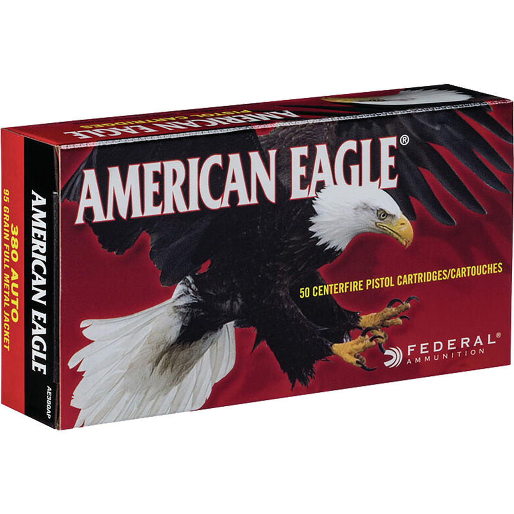 029465088033 Federal American Eagles Pistol Ammo 380 Acp 95 Gr. Fmj 50 Rd.