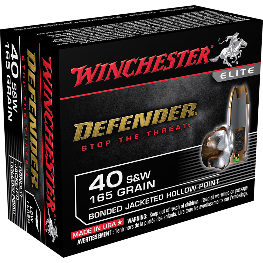020892217850 Winchester Defender Pistol Ammo 40 S&w 165 Gr. Bonded Jacket Hp 20 Rd.