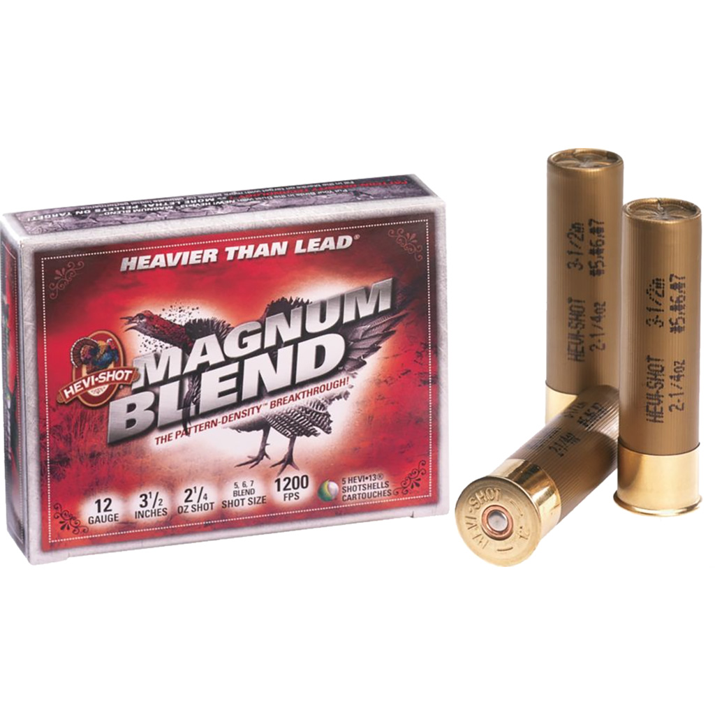 816383412053 Hevi Shot Magnum Blend Load 12 Ga. 3.5 In. 2 1/4 Oz. 5,6,7 Shot 5 Rd.