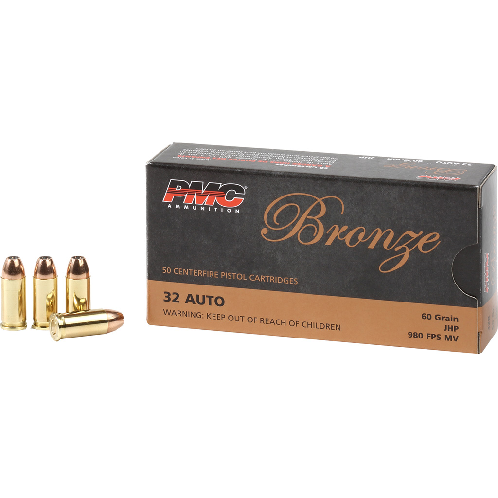 741569050098 Pmc Bronze Pistol Ammo 32 Auto Jhp 60 Gr. 50 Rd.