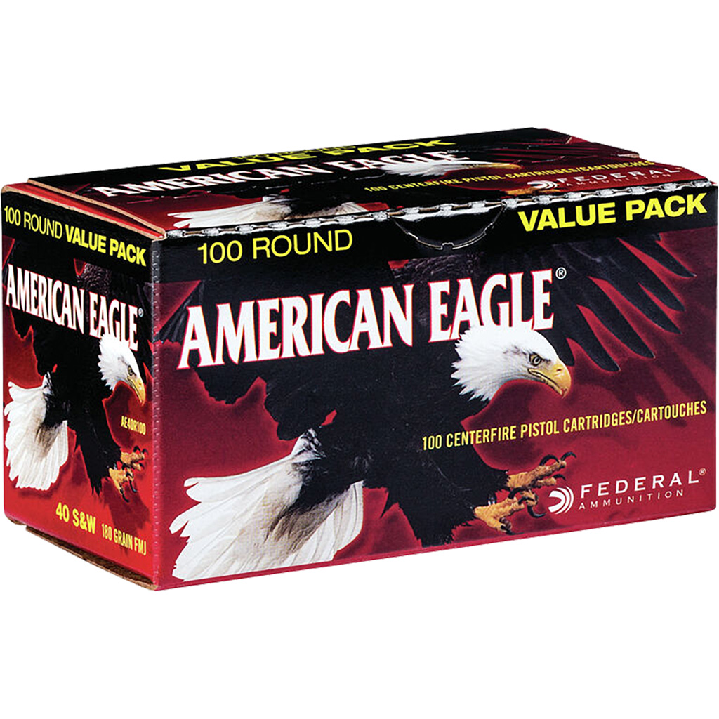 029465062446 Federal American Eagle Pistol Ammo 40 S&w 180 Gr. Fmj 100 Rd.