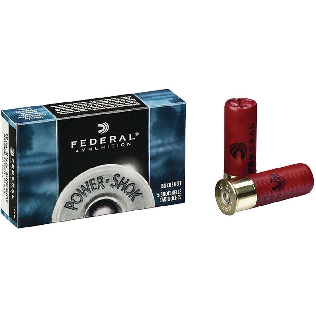 029465009762 Federal Power-shok Load 12 Gauge 2.75 In. 27 Pellets 4 Buck Shot 5 Rd.