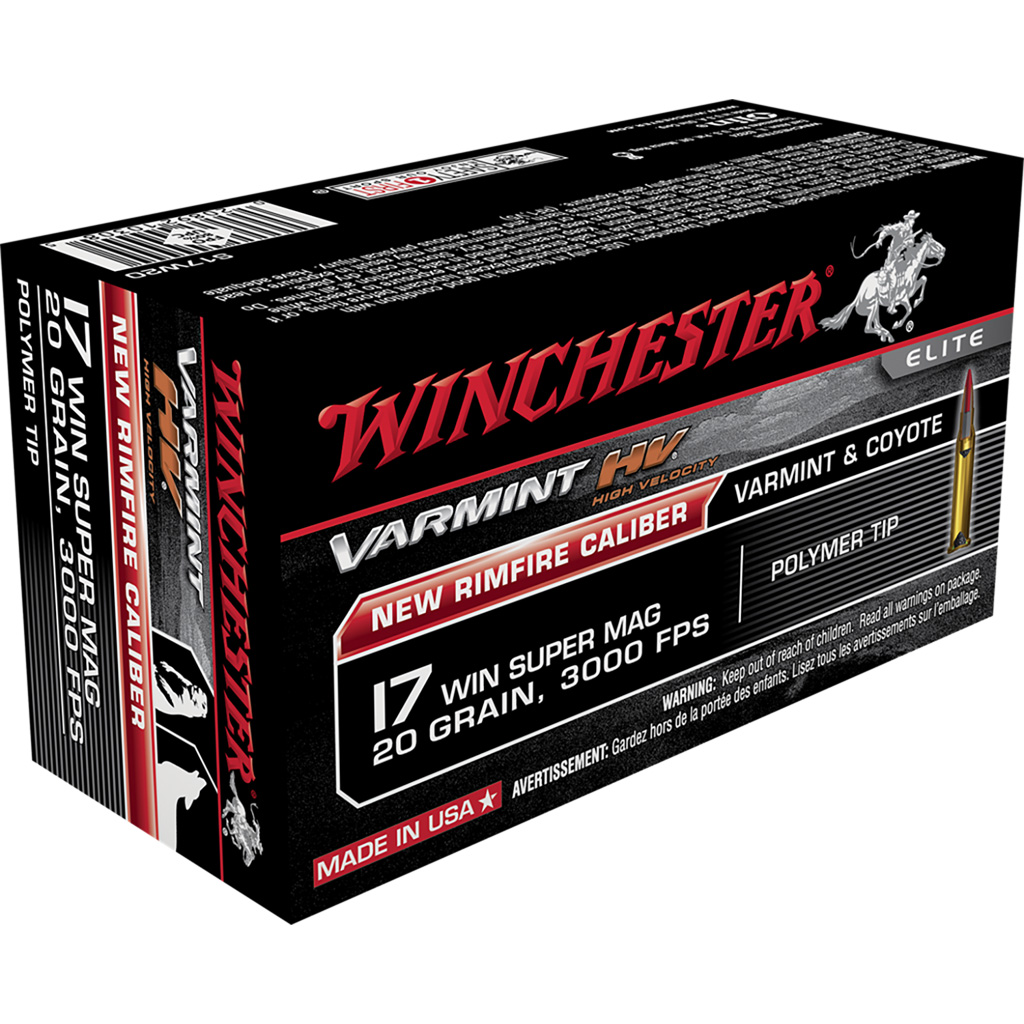 020892103085 Winchester Varmint Hv Rimfire Ammo 17 Wsm 20 Gr. Polymer Tip 50 Rd.