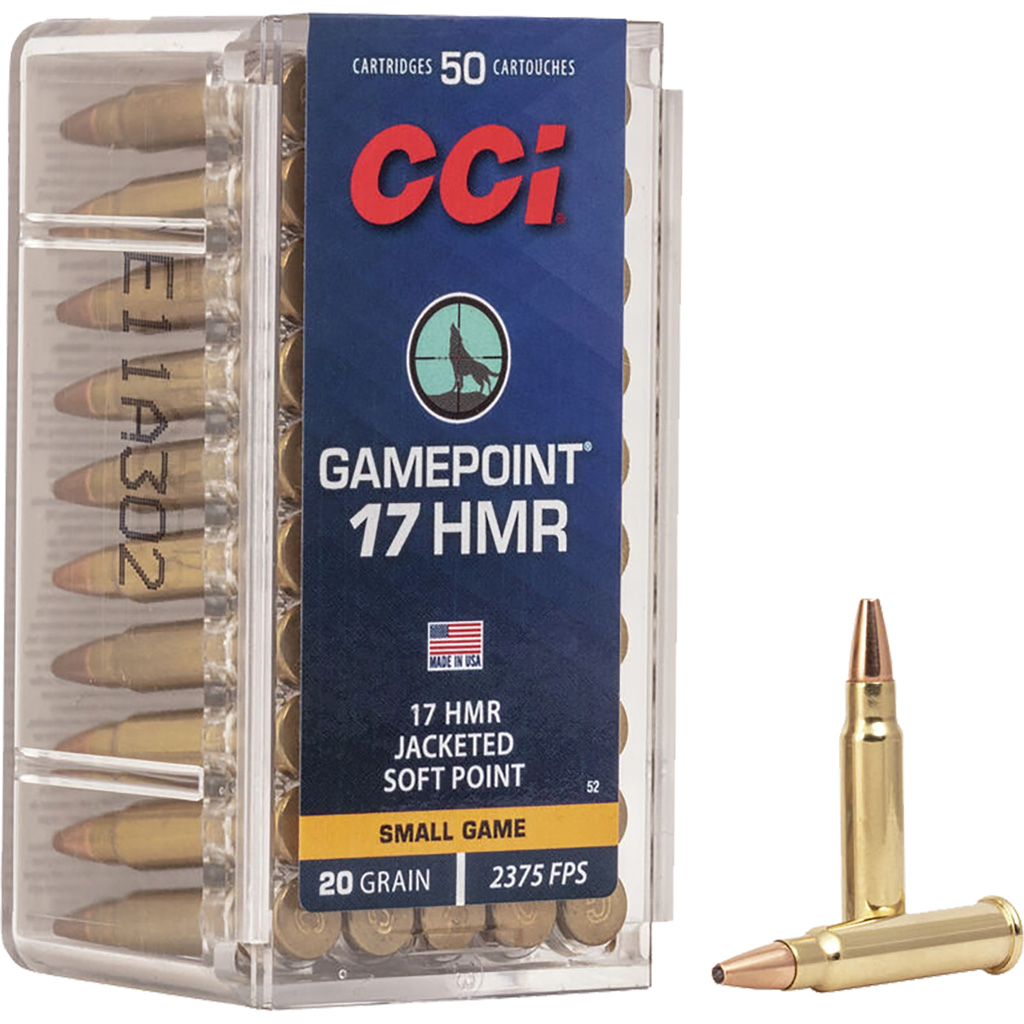 076683000521 Cci Gamepoint Rimfire Ammo 17 Hmr 20 Gr. Jacketed Hollow Point 50 Rd.