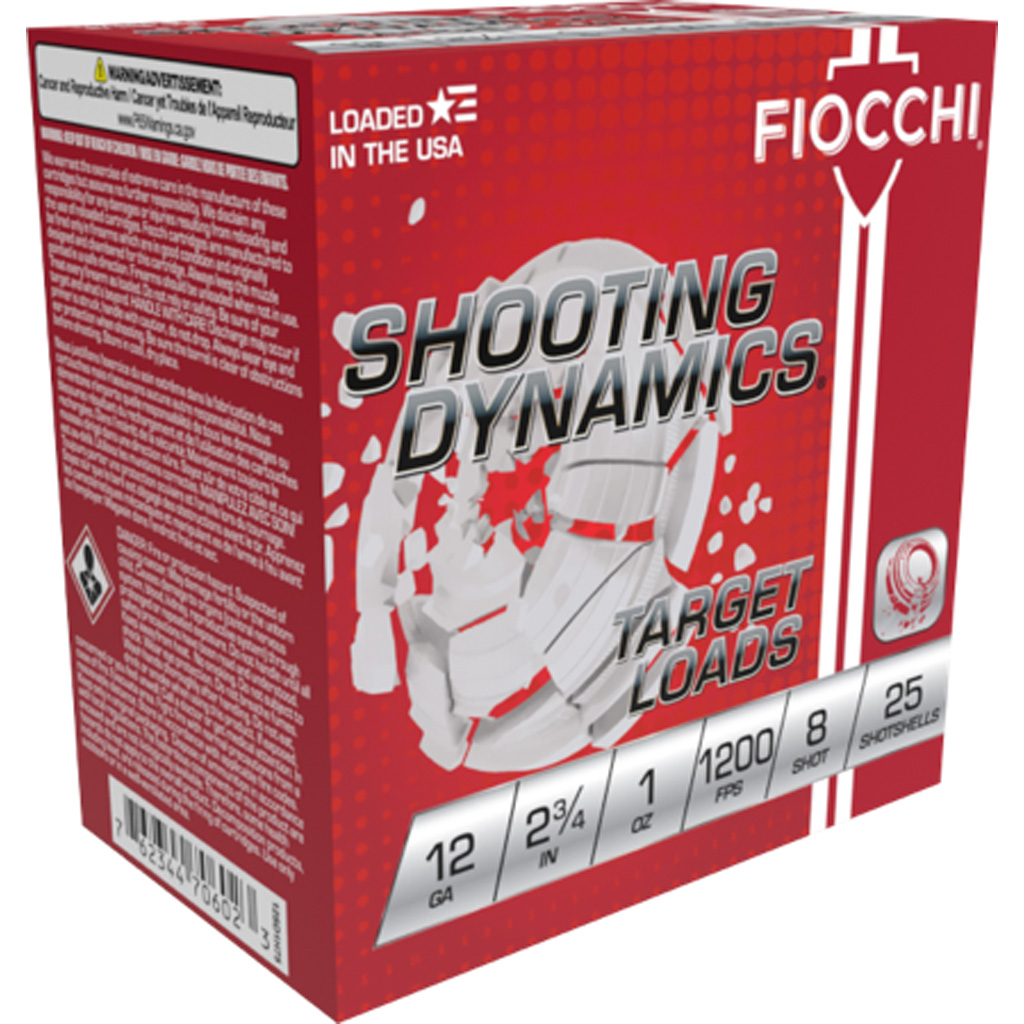 762344705538 Fiocchi Shooting Dynamics Light Dynamic Load 12 Ga. 2.75 In. 1 Oz. 8 Shot 25 Rd.
