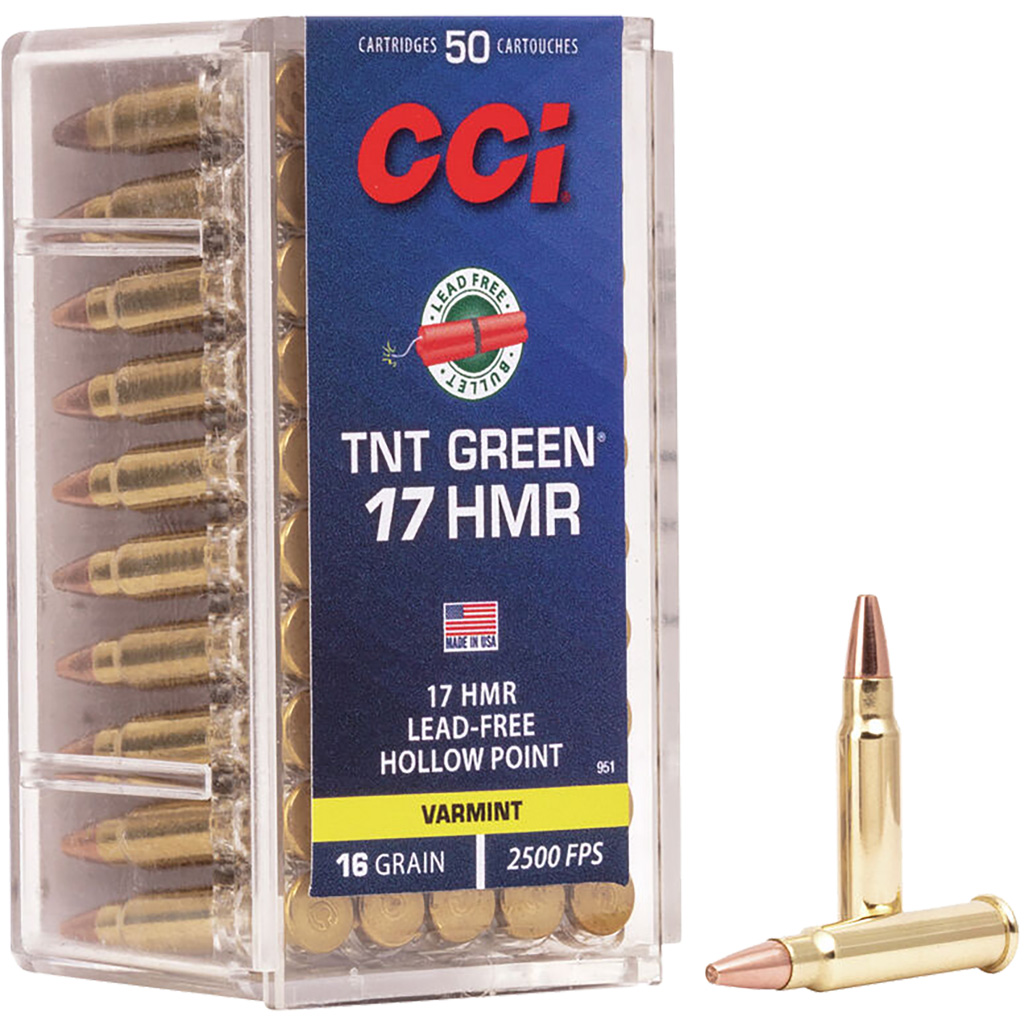 076683009517 Cci Varmint Tnt Green Rimfire Ammo 17 Hmr 16 Gr. Hollow Point 50 Rd.