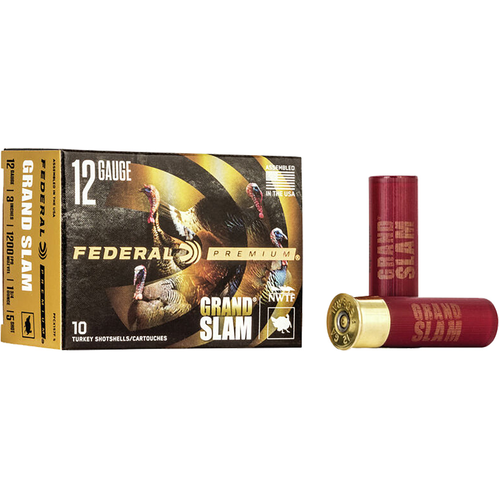 604544631814 Federal Premium Grandslam Shotgun Ammo 12 Gauge 3 In. 1 3/4 Oz. 5 Shot 10 Rd.