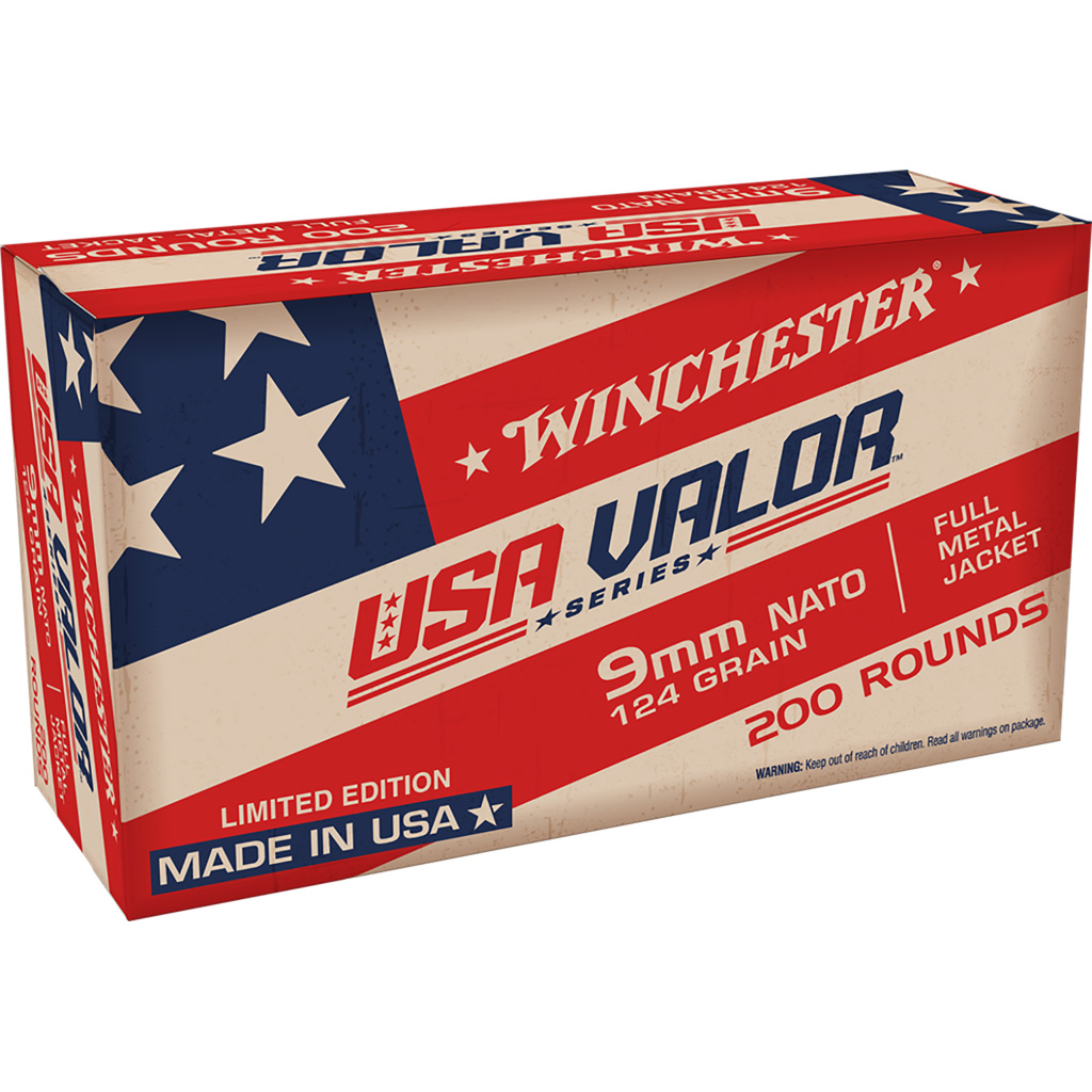 020892230736 Winchester Usa Valor Series Pistol Ammo 9mm 124 Gr. Fmj 200 Rd.