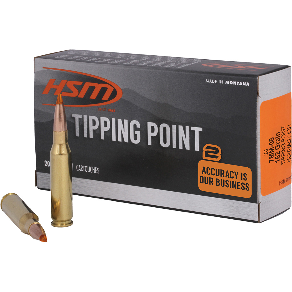 810742028732 Hsm Tipping Point 2 Rifle Ammo 7mm-08 Rem. 162 Gr. Sst 20 Rd.