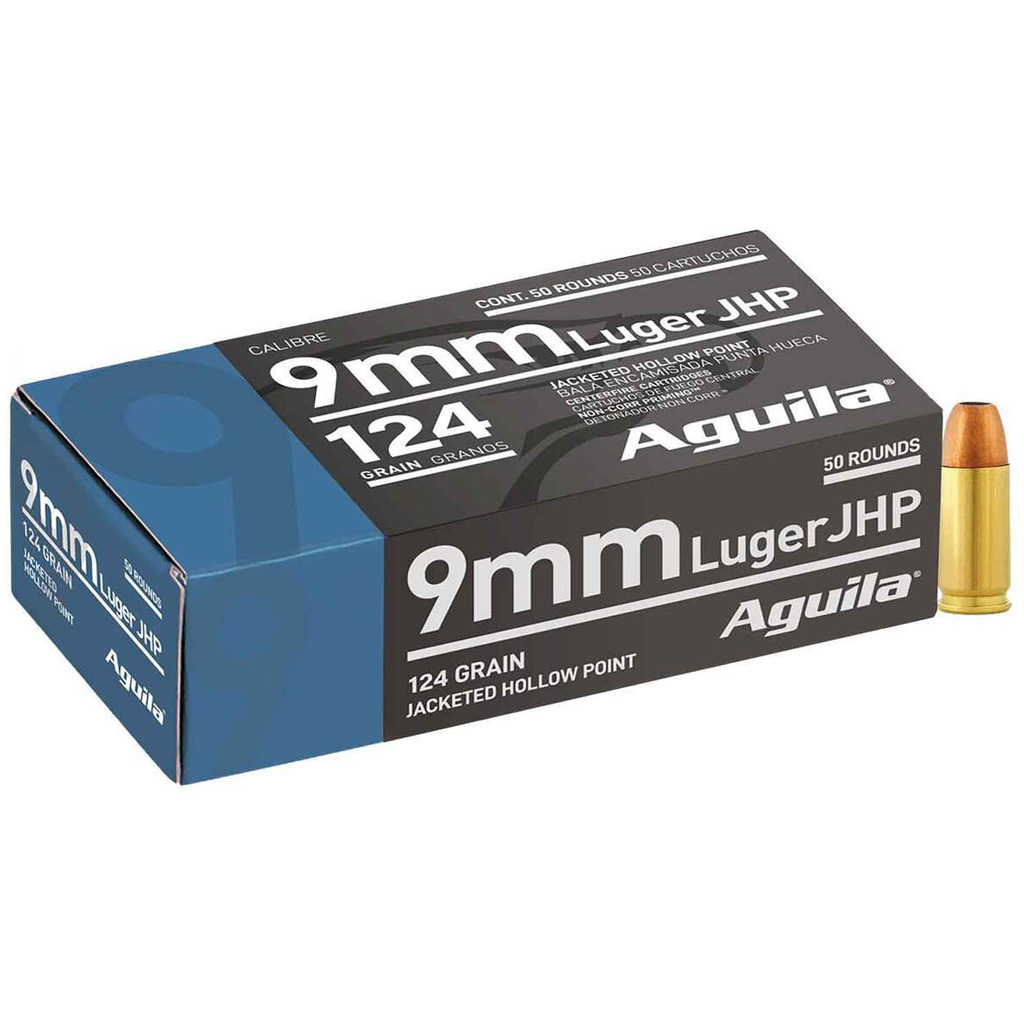640420016450 Aguila Pistol Ammo 9mm 124 Gr. Jhp 50 Rd.