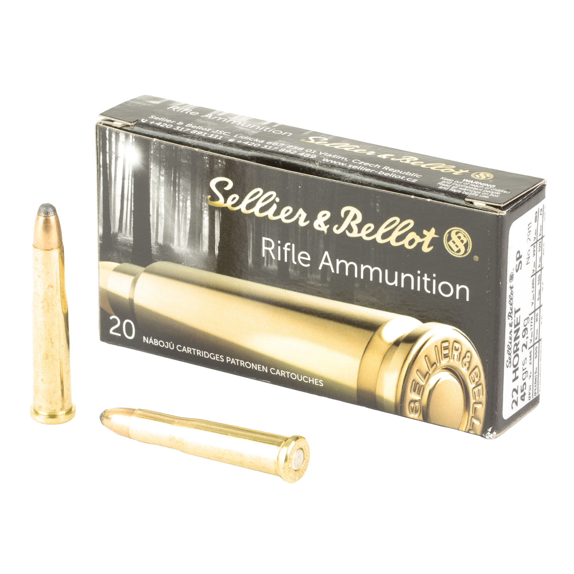 754908510016 S&b 22 Hornet 45gr Sp 20/1800